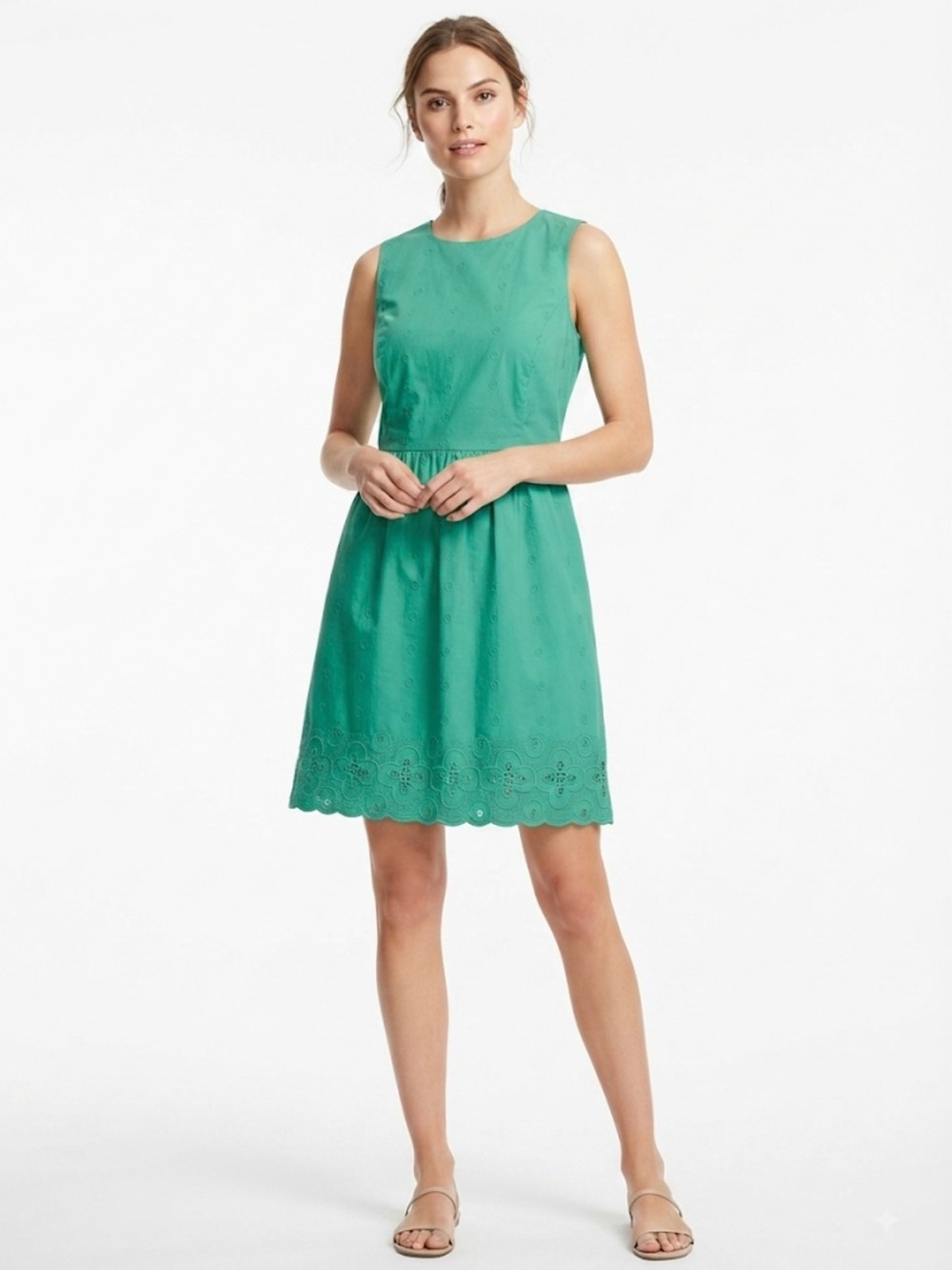 Vineyard Vines Teal Eyelet Sleeveless A-Line Dress